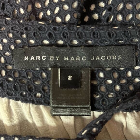 Marc By Marc Jacobs Eyelet One Shoulder Mini Dress in Navy Blue Women’s Size 2 - Picture 4 of 7
